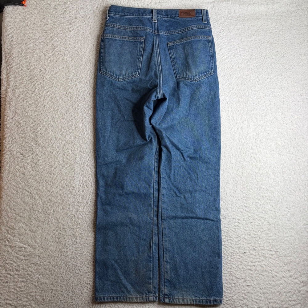 LL Bean Classic Fit Flannel Lined Jeans Mens 30x29 (29x28) Blue Denim Work